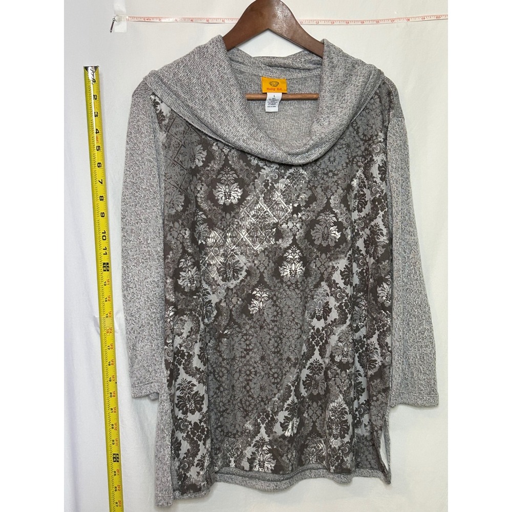 Ruby Rd. Women's Gray Embellished‎ Cowl Neck Sweater Size L